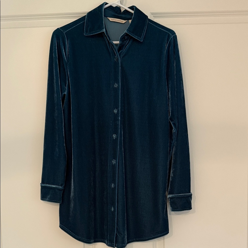 NWOT Soft Surroundings Dark Teal Velvet Shirt Tunic